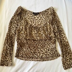 Almost Famous Brown Leopard Print Long-Sleeve Top